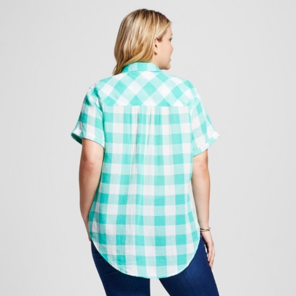NEW Gingham Plaid Short Sleeve Popover Shirt [A1] - Picture 3 of 7